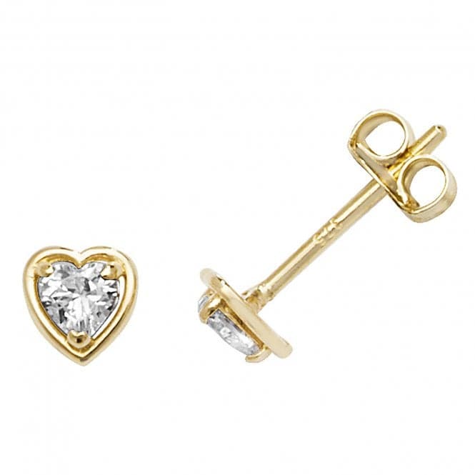 9ct Yellow Gold Heart Zirconia Stud Earrings ES585Acotis Gold JewelleryES585