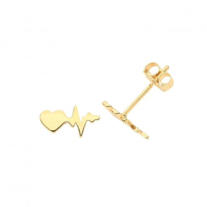 9ct Yellow Gold Heartbeat Stud Earrings ES1651Acotis Gold JewelleryES1651