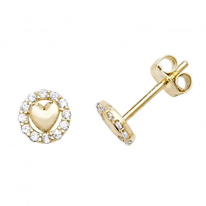 9ct Yellow Gold Heart&Cz Circle Stud Earrings ES595Acotis Gold JewelleryES595