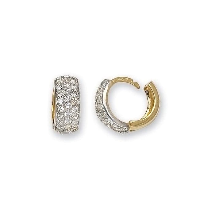 9ct Yellow Gold Hinged Zirconia Earrings ER024Acotis Gold JewelleryTH - ER024