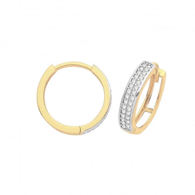 9ct Yellow Gold Hinged Zirconia Set Earrings ER003Acotis Gold JewelleryER003 - 11