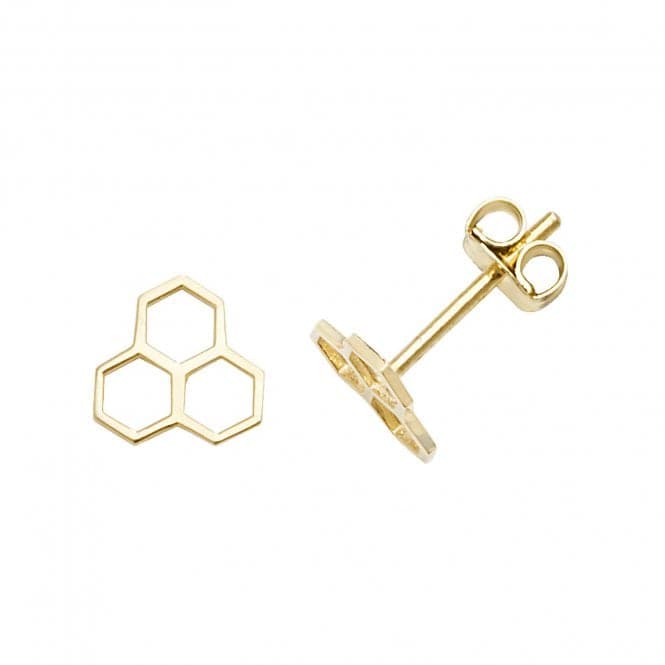 9ct Yellow Gold Honeycomb Stud Earrings ES610Acotis Gold JewelleryES610