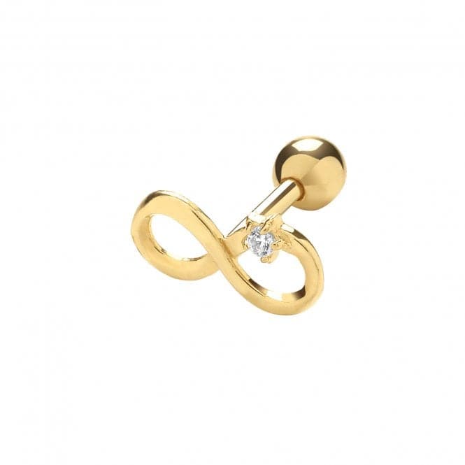 9ct Yellow Gold Infinity With Single Zirconia Cartilage 6mm Post Stud ES983Acotis Gold JewelleryES983