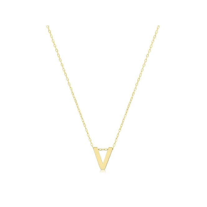 9ct Yellow Gold Initial Necklace NK435/VAcotis Gold JewelleryNK435/V