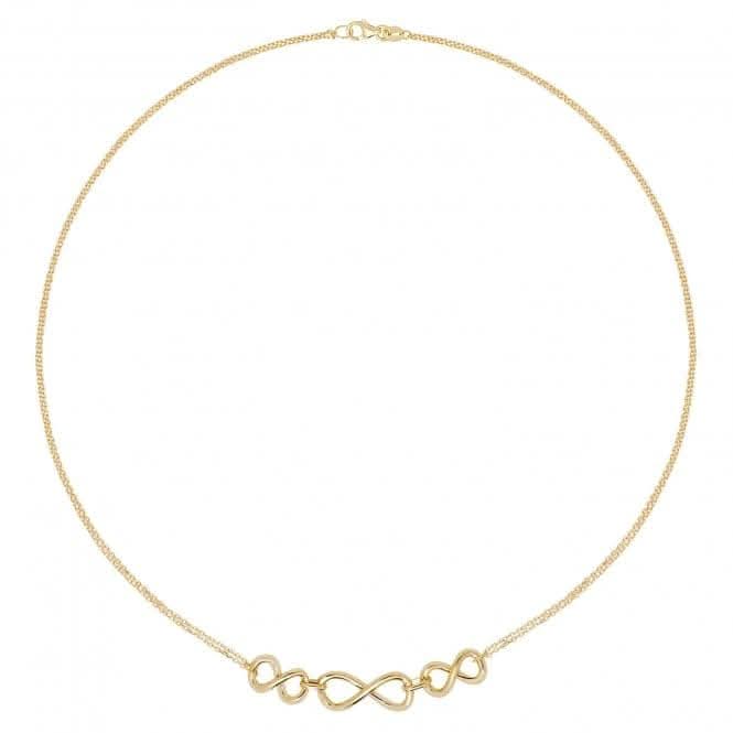 9ct Yellow Gold Ladies 18 Inch Triple Infinity Necklet NK092Acotis Gold JewelleryNK092