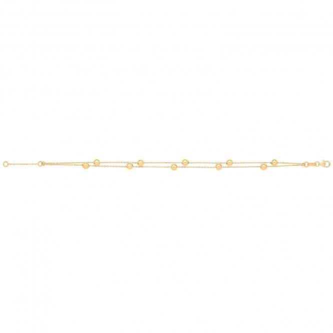 9ct Yellow Gold Ladies 7.2" 2 Strand Beaded Bracelet BR408Acotis Gold JewelleryBR408