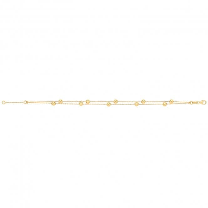 9ct Yellow Gold Ladies 7.2" 2 Strand Beaded Bracelet BR408Acotis Gold JewelleryBR408