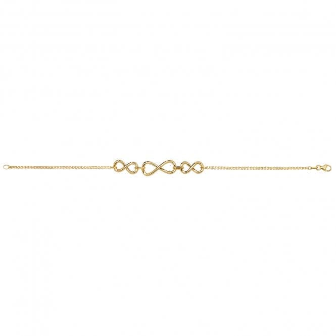 9ct Yellow Gold Ladies 7.5 Inch Triple Infinity Bracelet NK092BAcotis Gold JewelleryNK092B