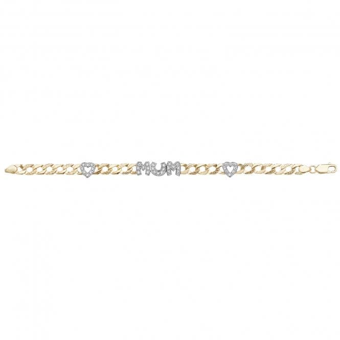 9ct Yellow Gold Ladies 7.5 Inches Zirconia Mum Bracelet BR563Acotis Gold JewelleryBR563