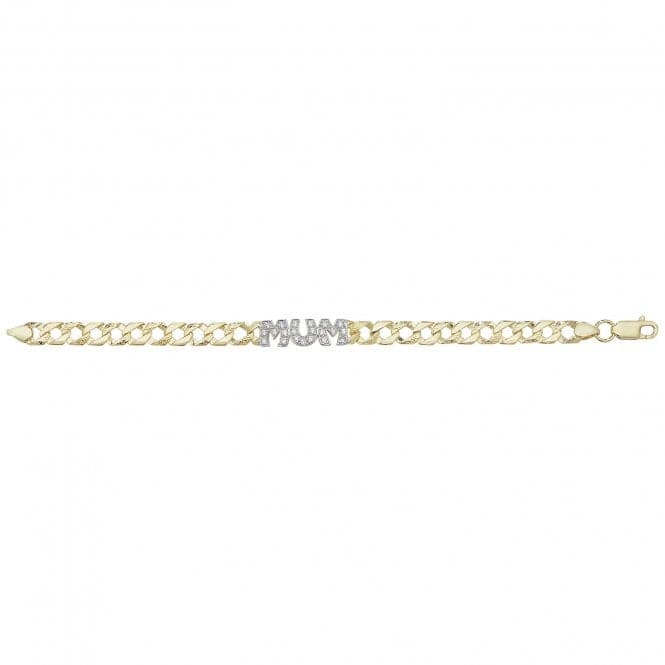 9ct Yellow Gold Ladies 7.5 Inches Zirconia Mum Bracelet BR596Acotis Gold JewelleryBR596