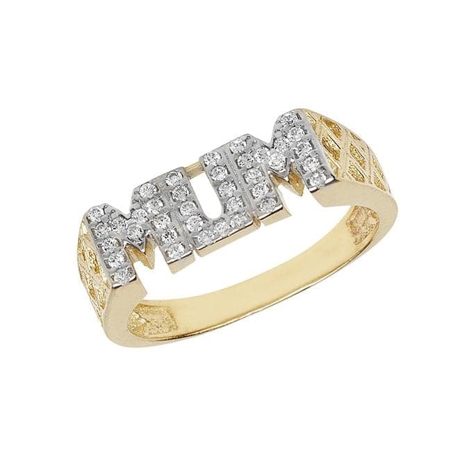 9ct Yellow Gold Ladie'S Basket Sides Mum Zirconia Ring RN237CZAcotis Gold JewelleryRN237CZ/L