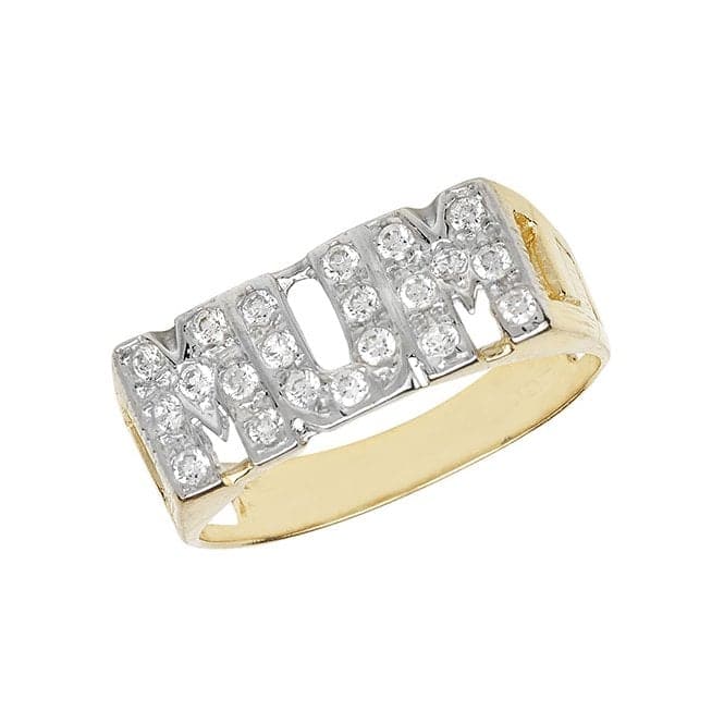 9ct Yellow Gold Ladies Curb Sides Mum Zirconia Ring RN192CZAcotis Gold JewelleryRN192CZ/L