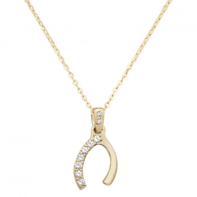 9ct Yellow Gold Ladies Zirconia Pendant On 16+2 Inch Chain NK327Acotis Gold JewelleryNK327