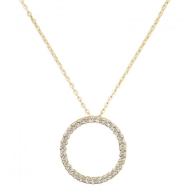 9ct Yellow Gold Ladies Zirconia Pendant On 16+2 Inch Chain NK329Acotis Gold JewelleryNK329