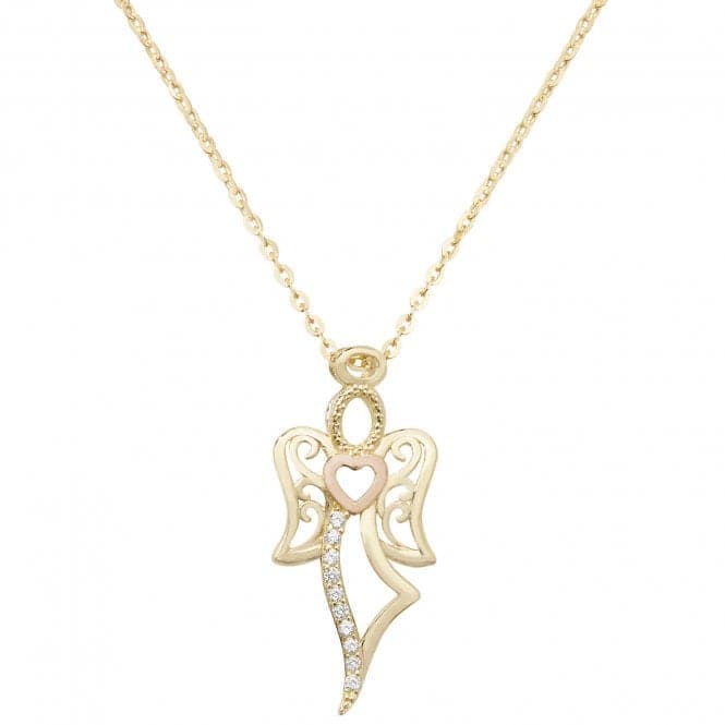 9ct Yellow Gold Ladies Zirconia Pendant On 16+2 Inch Chain NK340Acotis Gold JewelleryNK340