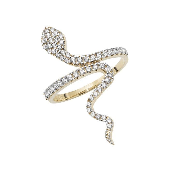 9ct Yellow Gold Ladies Zirconia Snake Ring RN915Acotis Gold JewelleryRN915/J