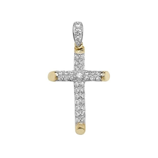 9ct Yellow Gold Large Cross Zirconia Pendant PN1031Acotis Gold JewelleryPN1031