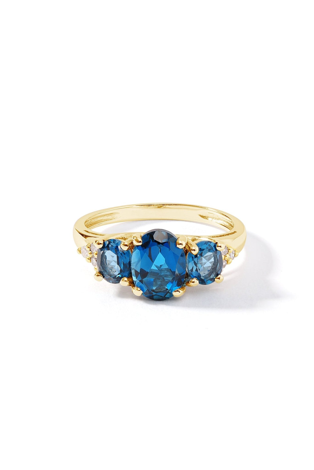 9ct Yellow Gold London Blue Topaz and Diamond Trilogy RingThe Fine CollectiveBA0057861 - L