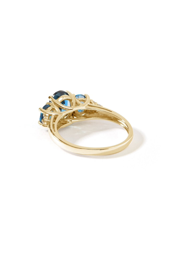 9ct Yellow Gold London Blue Topaz and Diamond Trilogy RingThe Fine CollectiveBA0057861 - L