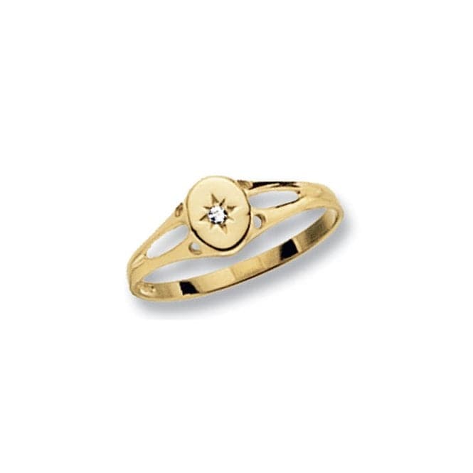 9ct Yellow Gold Maidens Signet Oval Zirconia Ring RN498Acotis Gold JewelleryRN498/F