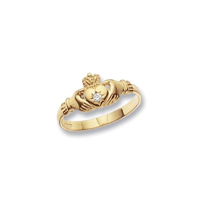 9ct Yellow Gold Mens Claddagh Zirconia Ring RN492Acotis Gold JewelleryRN492/J