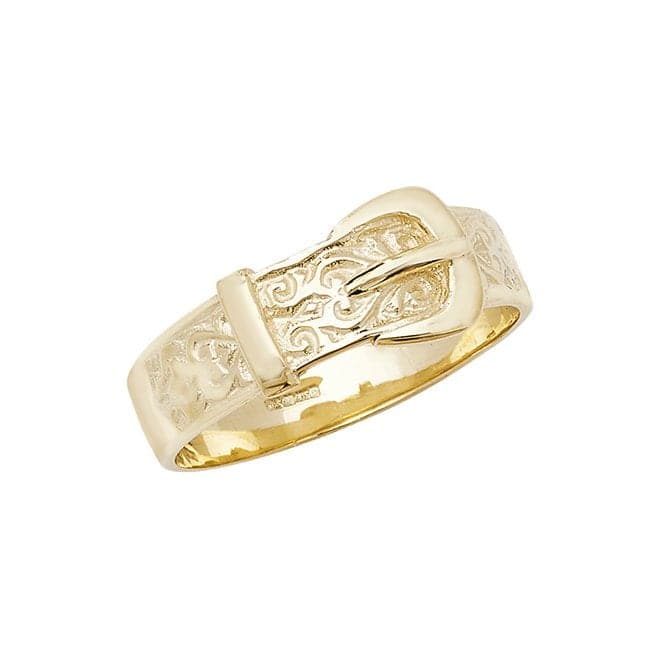 9ct Yellow Gold Mens' Engraved Buckle Ring RN239Acotis Gold JewelleryRN239/N
