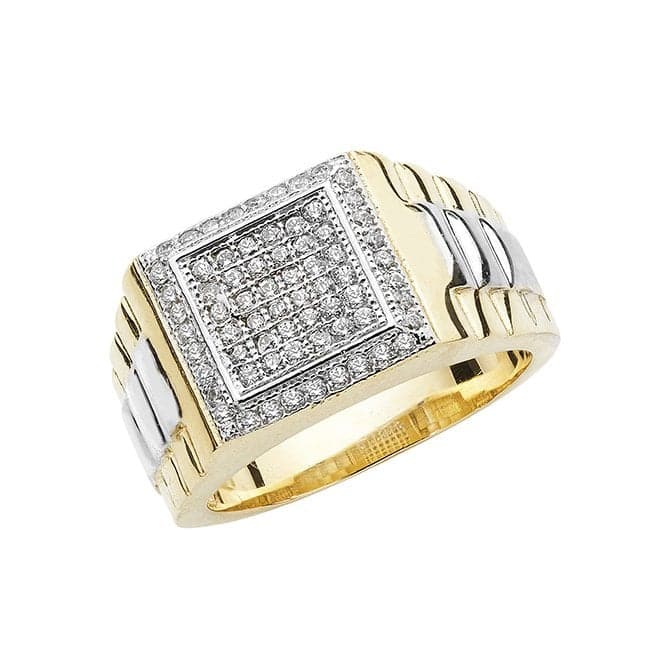 9ct Yellow Gold Mens Zirconia Ring RN697Acotis Gold JewelleryRN697/Q