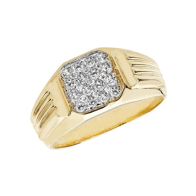 9ct Yellow Gold Mens Zirconia Ring RN920Acotis Gold JewelleryRN920/Q