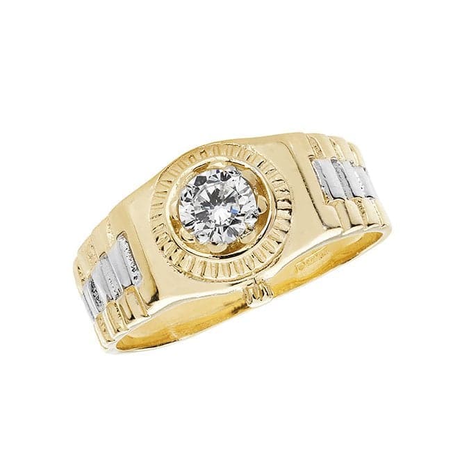 9ct Yellow Gold Mens Zirconia Ring RN921Acotis Gold JewelleryRN921/Q