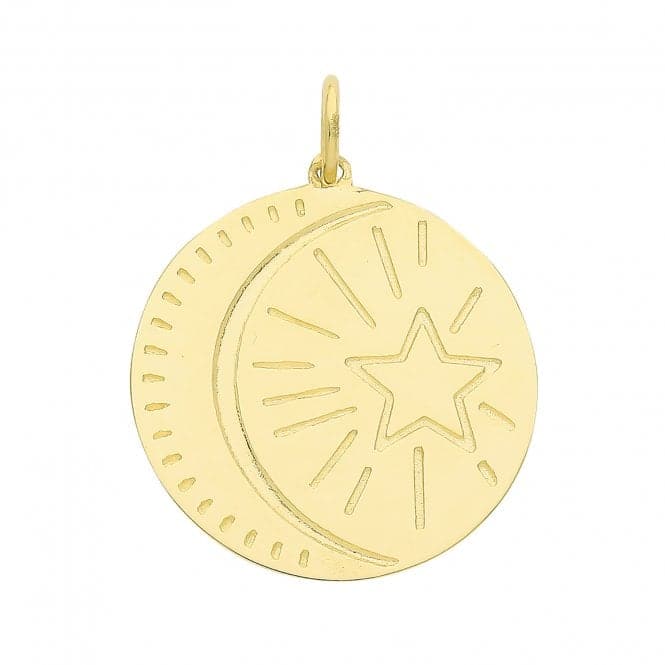 9ct Yellow Gold Moon And Star Disk Pendant PN1234Acotis Gold JewelleryPN1234