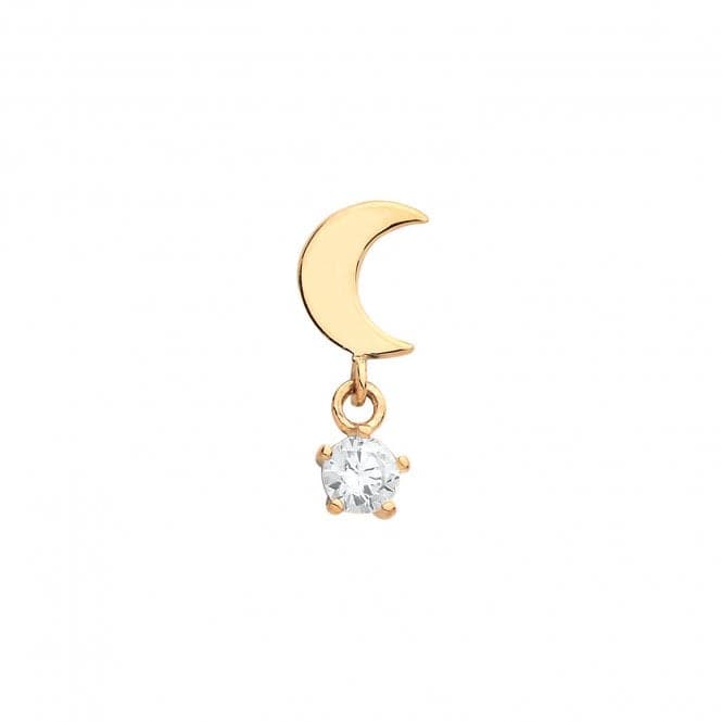 9ct Yellow Gold Moon Cartilage 6mm Post Stud With Dangle Zirconia ES1918Acotis Gold JewelleryES1918