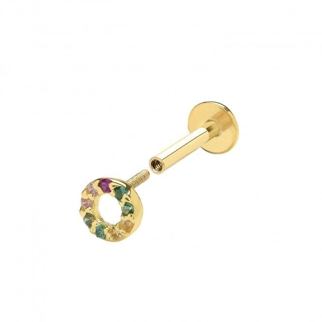 9ct Yellow Gold Multicoloured Zirconia Circle Cartilage Labret ES2052Acotis Gold JewelleryES2052
