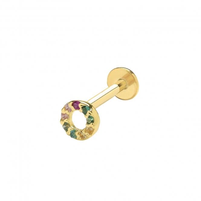 9ct Yellow Gold Multicoloured Zirconia Circle Cartilage Labret ES2052Acotis Gold JewelleryES2052