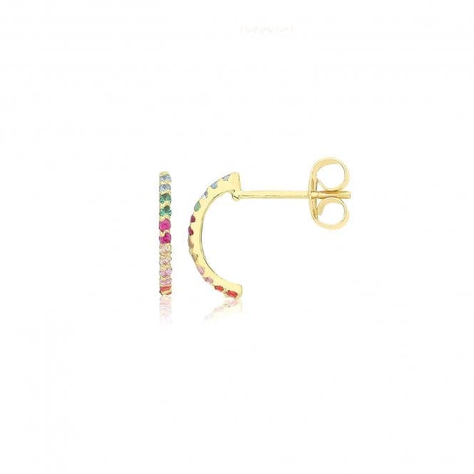 9ct Yellow Gold Multicoloured Zirconia Half Hoop Studs ES742Acotis Gold JewelleryES742