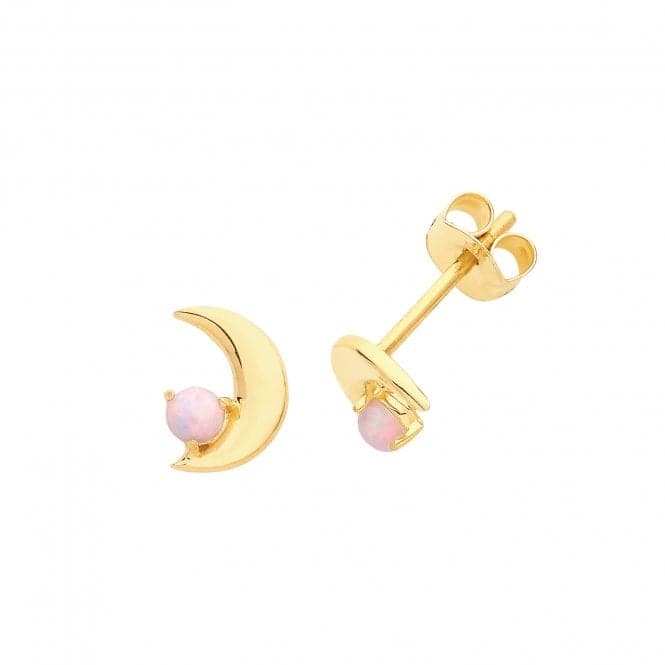 9ct Yellow Gold & Opal Moon Studs ES664Acotis Gold JewelleryES664