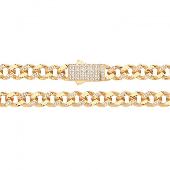 9ct Yellow Gold Open Cuban Link Zirconia Set Chain CH553CZAcotis Gold JewelleryCH553CZ/22