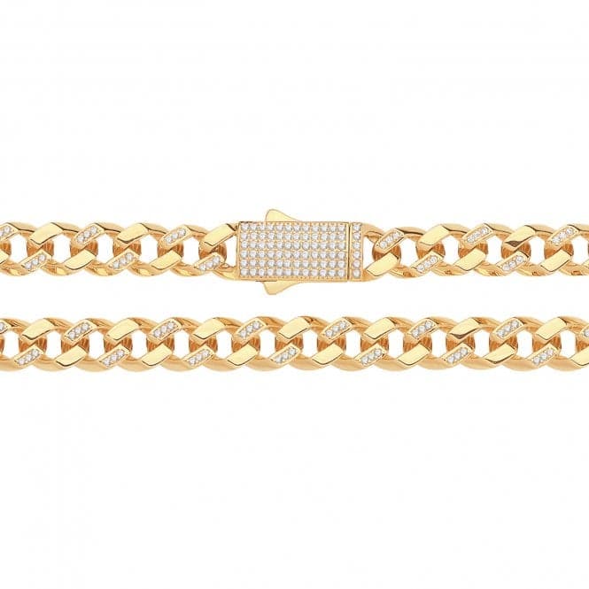 9ct Yellow Gold Open Cuban Link Zirconia Set Chain CH553CZAcotis Gold JewelleryCH553CZ/24