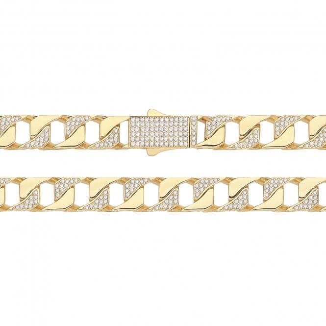 9ct Yellow Gold Open Square Cuban Link Zirconia Set Chain CH555CZAcotis Gold JewelleryCH555CZ/22