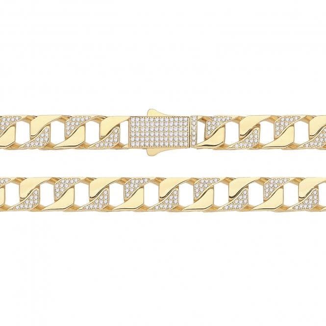 9ct Yellow Gold Open Square Cuban Link Zirconia Set Chain CH555CZAcotis Gold JewelleryCH555CZ/24