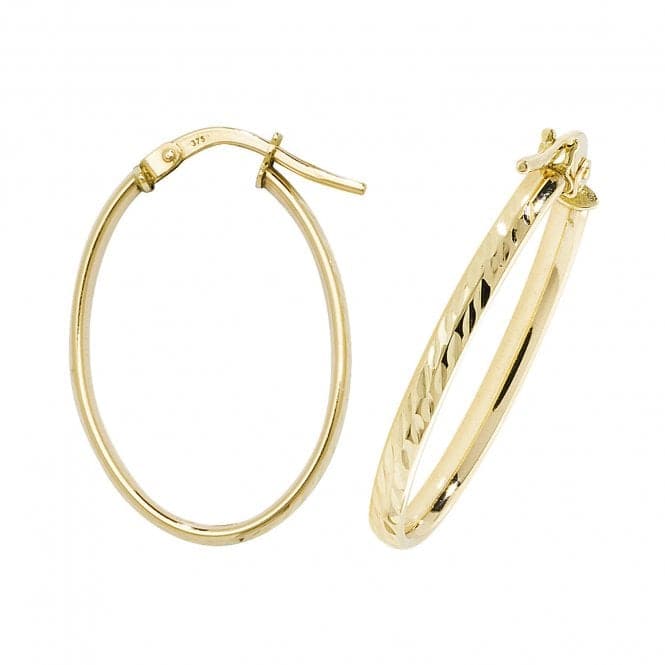 9ct Yellow Gold Oval Dc Hoop Earrings ER1042Acotis Gold JewelleryER1042 - V3