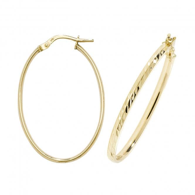 9ct Yellow Gold Oval Dc Hoop Earrings ER1042Acotis Gold JewelleryER1042 - V4