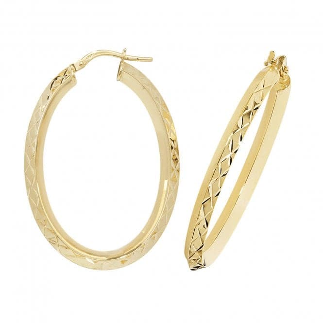 9ct Yellow Gold Oval Hoop Earrings ER1018Acotis Gold JewelleryER1018 - V4