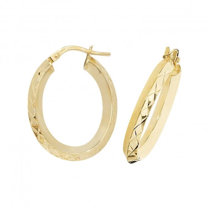 9ct Yellow Gold Oval Hoop Earrings ER1018Acotis Gold JewelleryER1018 - V3