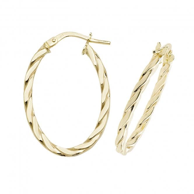 9ct Yellow Gold Oval Hoop Earrings ER1041 - V3Acotis Gold JewelleryER1041 - V3