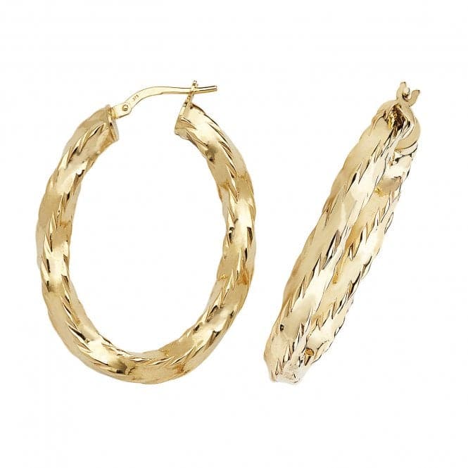 9ct Yellow Gold Oval Hoop Earrings ER145Acotis Gold JewelleryER145