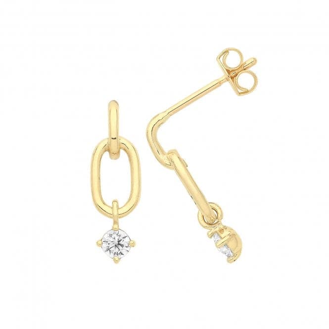 9ct Yellow Gold Oval Link Stud With Hanging Zirconia ES1700Acotis Gold JewelleryES1700