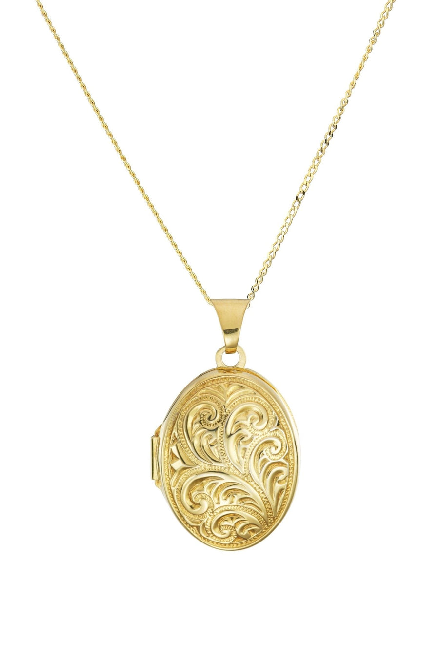 9ct Yellow Gold Oval Scroll Locket NecklaceThe Fine CollectiveBA0062801