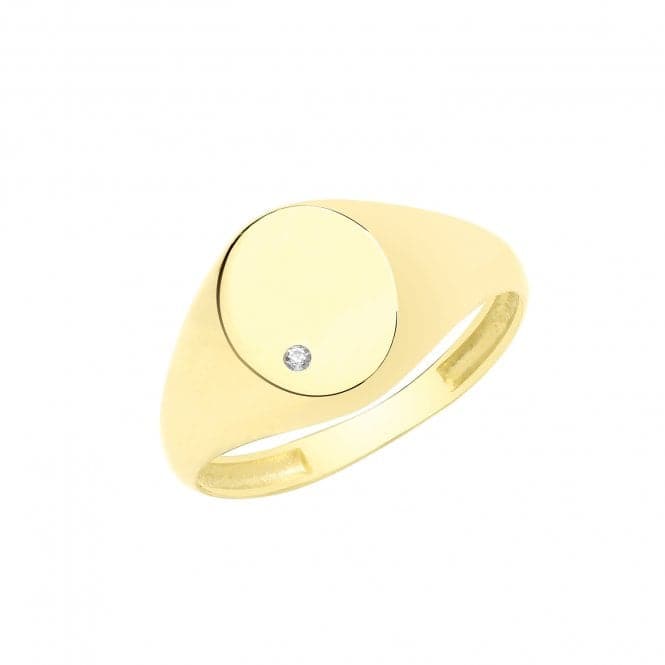 9ct Yellow Gold Oval Signet Ring With Zirconia RN954Acotis Gold JewelleryRN954/J