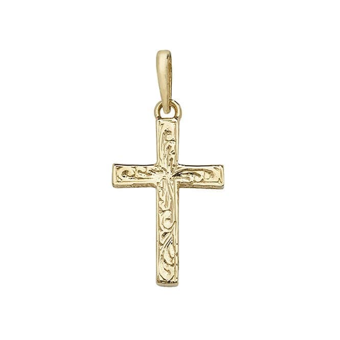 9ct Yellow Gold Patterned Cross Pendant PN1025Acotis Gold JewelleryPN1025