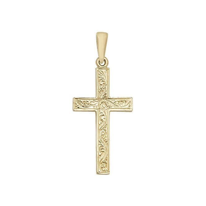 9ct Yellow Gold Patterned Cross Pendant PN1026Acotis Gold JewelleryPN1026